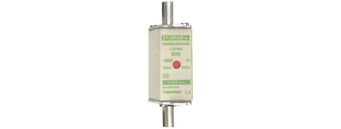 C227863 - NH fuse-link aM, 500VAC, size 000, 80A double indicator/live tags